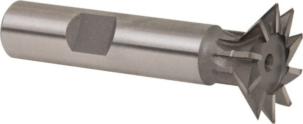 Whitney Tool Co. - 1" Diam x 1/4" Width of Cut, 45° Included Angle, Cobalt Dovetail Cutter - 1/2" Shank Diam, 2-1/2" Shank Length, 2-1/2" Overall Length, Weldon Flat, Uncoated - Exact Tooling