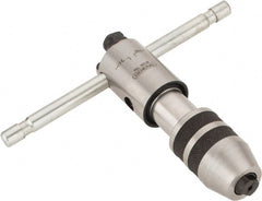 General - #0 to 1/4" Tap Capacity, T Handle Tap Wrench - 3-1/2" Overall Length, Ratcheting - Exact Tooling