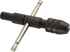 Made in USA - #0 to 1/4" Tap Capacity, T Handle Tap Wrench - 3-1/2" Overall Length - Exact Tooling