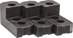 H & R Manufacturing - 12" Max Chuck Diam Compatibility, Case Hardened Steel 1.5mm x 60° Serrated Hard Lathe Top Jaws - 1 Step, 0.71" Groove Width, 2" Wide x 4-7/8" Long x 2-15/32" High - Exact Tooling