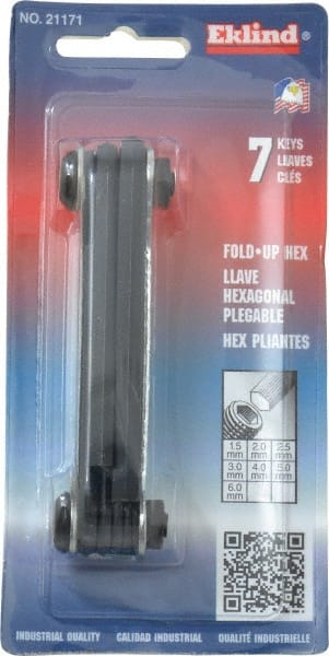 Eklind - 7 Piece Fold-Up Hex Key Set - Exact Tooling