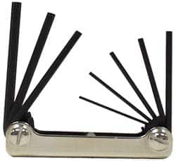 Eklind - 8 Piece Fold-Up Hex Key Set - Hex Range 3/32 to 1/4" - Exact Tooling