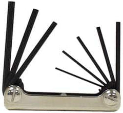Eklind - 8 Piece Fold-Up Hex Key Set - Hex Range 3/32 to 1/4" - Exact Tooling