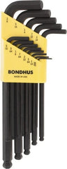 Bondhus - 13 Piece L-Key Ball End Hex Key Set - Hex Range 0.05 to 3/8" - Exact Tooling