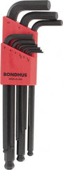 Bondhus - 9 Piece L-Key Ball End Hex Key Set - Hex Range 1.5 to 10mm - Exact Tooling