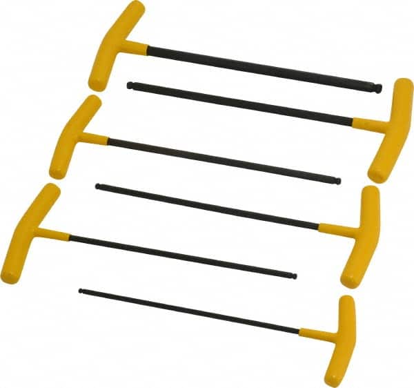 Bondhus - 6 Piece T-Handle Ball End Hex Key Set - Hex Range 5/32 to 3/8", Alloy Steel - Exact Tooling