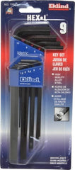 Eklind - 9 Piece L-Key Hex Key Set - Hex Range 1.5 to 10mm - Exact Tooling
