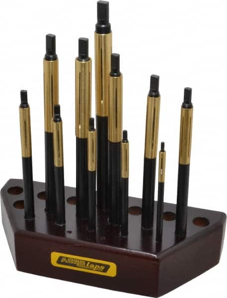 Made in USA - 11 Piece Barrel Lap Set - 3/16 to 1/2" Hole Diam - Exact Tooling