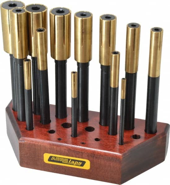 Made in USA - 13 Piece Blind Hole Lap Set - 3/16 to 1" Hole Diam - Exact Tooling
