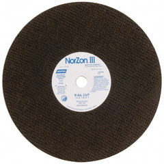 Norton - 14" 30 Grit Zirconia Alumina Cutoff Wheel - 1/8" Thick, 1" Arbor, 5,400 Max RPM, Use with Electric & Gas Powered Saws - Exact Tooling