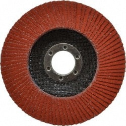3M - 80 Grit, 4-1/2" Disc Diam, 7/8" Center Hole, Type 27 Ceramic Flap Disc - 13,300 Max RPM, Cloth Backing, Arbor Attaching System, Coated - Exact Tooling