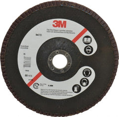 3M - 40 Grit, 7" Disc Diam, 7/8" Center Hole, Type 27 Ceramic Flap Disc - 8,600 Max RPM, Cloth Backing, Arbor Attaching System, Coated - Exact Tooling