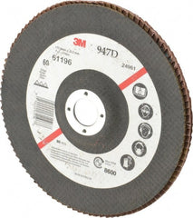 3M - 60 Grit, 7" Disc Diam, 7/8" Center Hole, Type 27 Ceramic Flap Disc - 8,600 Max RPM, Cloth Backing, Arbor Attaching System, Coated - Exact Tooling