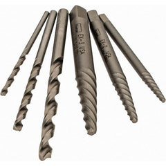 Irwin - 6 Piece Spiral Flute Screw Extractor Set - Screw Range 3/16 to 7/16" - Exact Tooling