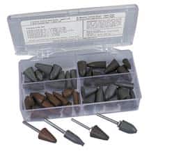 Cratex - 44 Piece Rubber Point & Mandrel Set - Includes 40 Points & 4 Mandrels - Exact Tooling