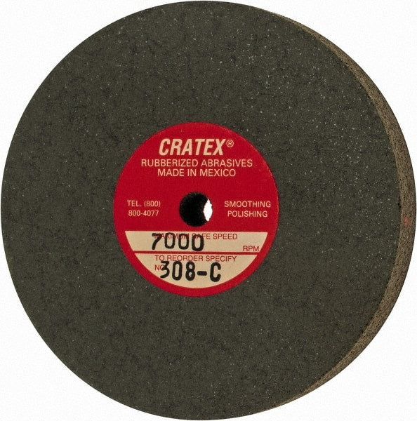 Cratex - 3" Diam x 1/4" Hole x 1/2" Thick, Surface Grinding Wheel - Silicon Carbide, Coarse Grade, 7,000 Max RPM, Rubber Bond, No Recess - Exact Tooling