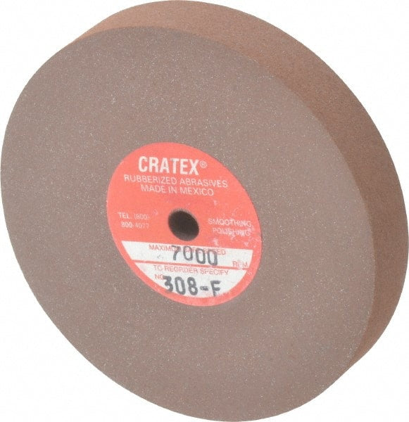 Cratex - 3" Diam x 1/4" Hole x 1/2" Thick, Surface Grinding Wheel - Silicon Carbide, Fine Grade, 7,000 Max RPM, Rubber Bond, No Recess - Exact Tooling