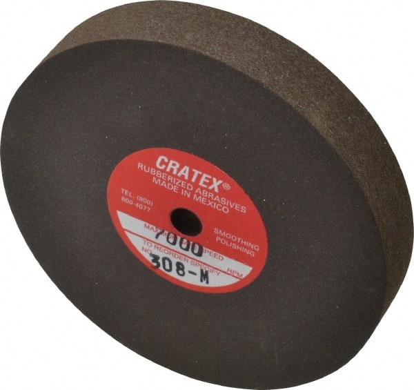 Cratex - 3" Diam x 1/4" Hole x 1/2" Thick, Surface Grinding Wheel - Silicon Carbide, Medium Grade, 7,000 Max RPM, Rubber Bond, No Recess - Exact Tooling
