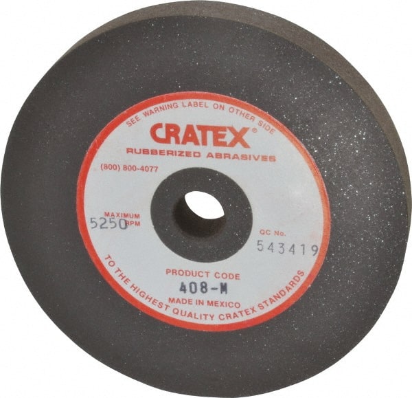 Cratex - 4" Diam x 1/2" Hole x 1/2" Thick, Surface Grinding Wheel - Silicon Carbide, Medium Grade, 5,250 Max RPM, Rubber Bond, No Recess - Exact Tooling