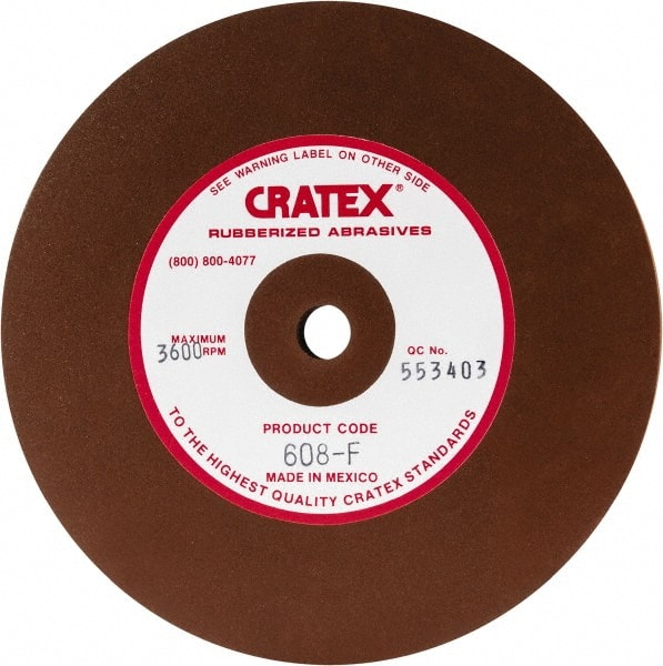 Cratex - 6" Diam x 1/2" Hole x 1/2" Thick, Surface Grinding Wheel - Silicon Carbide, Fine Grade, 3,600 Max RPM, Rubber Bond, No Recess - Exact Tooling