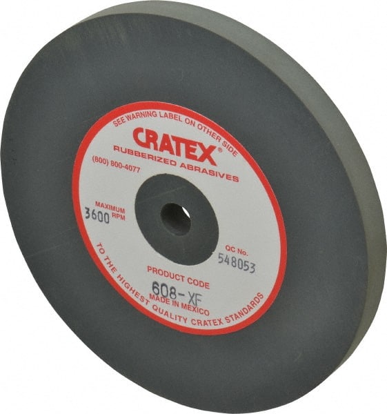Cratex - 6" Diam x 1/2" Hole x 1/2" Thick, Surface Grinding Wheel - Silicon Carbide, Extra Fine Grade, 3,600 Max RPM, Rubber Bond, No Recess - Exact Tooling