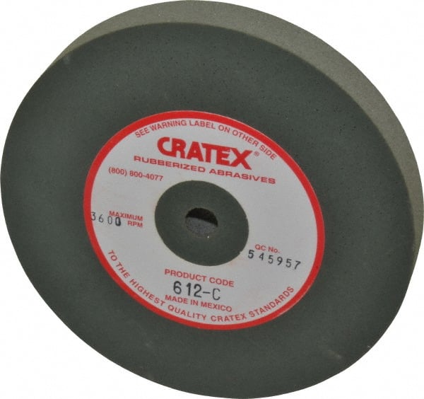 Cratex - 6" Diam x 1/2" Hole x 3/4" Thick, Surface Grinding Wheel - Silicon Carbide, Coarse Grade, 3,600 Max RPM, Rubber Bond, No Recess - Exact Tooling