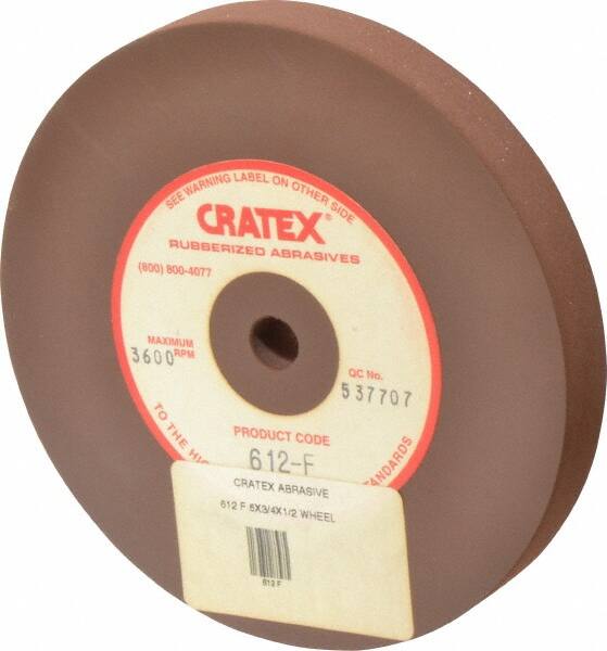 Cratex - 6" Diam x 1/2" Hole x 3/4" Thick, Surface Grinding Wheel - Silicon Carbide, Fine Grade, 3,600 Max RPM, Rubber Bond, No Recess - Exact Tooling