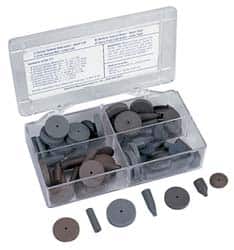 Cratex - 76 Piece Rubber Abrasive Point Set - Includes 8 Tapered Edge Wheels, 24 Straight Wheels, 16 Cylinder Points, 24 Bullet Points, 2 Wheel Mandrels & 2 Point Mandrels - Exact Tooling