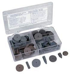 Cratex - 76 Piece Rubber Abrasive Point Set - Includes 8 Tapered Edge Wheels, 24 Straight Wheels, 16 Cylinder Points, 24 Bullet Points, 2 Wheel Mandrels & 2 Point Mandrels - Exact Tooling