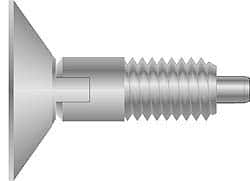 Vlier - 5/16-18, 0.53" Thread Length, 0.154" Max Plunger Diam, 1 Lb Init to 6 Lb Final End Force, Locking Knob Handle Plunger - Countersunk Knob, 1.07" Body Length, 3/16" Plunger Projection - Exact Tooling