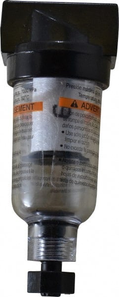 Parker - 1/4" Port, 20 CFM Coalescing Filter - Polycarbonate Bowl, Manual Drain, 150 Max psi - Exact Tooling