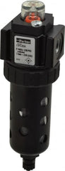 Parker - 1/4" Port, 34 CFM Coalescing Filter - Polycarbonate Bowl, Manual Drain, Modular Connection, 150 Max psi - Exact Tooling