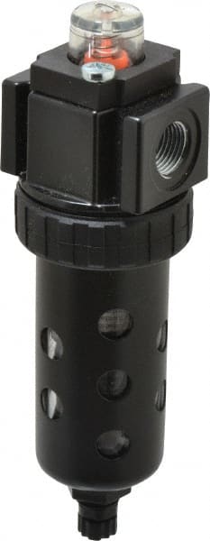 Parker - 3/8" Port, 34 CFM Coalescing Filter - Polycarbonate Bowl, Manual Drain, Modular Connection, 150 Max psi - Exact Tooling