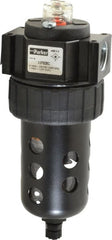 Parker - 1/2" Port, 46 CFM Coalescing Filter - Polycarbonate Bowl, Manual Drain, Modular Connection, 150 Max psi - Exact Tooling