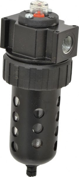 Parker - 1/2" Port, 120 CFM Coalescing Filter - Polycarbonate Bowl, Manual Drain, Modular Connection, 150 Max psi - Exact Tooling