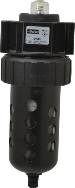 Parker - 3/4" Port, 120 CFM Coalescing Filter - Polycarbonate Bowl, Manual Drain, Modular Connection, 150 Max psi - Exact Tooling
