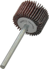 Value Collection - 3/4" Diam x 1/2" Face Width, Medium Aluminum Oxide Coated Mounted Flap Wheel - 1/8" Shank Mount, 80 Grit, X Weighted Cloth Backing, 35,000 Max RPM - Exact Tooling