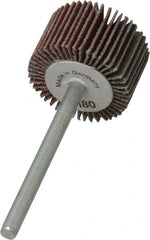 Value Collection - 3/4" Diam x 1/2" Face Width, Very Fine Aluminum Oxide Coated Mounted Flap Wheel - 1/8" Shank Mount, 180 Grit, X Weighted Cloth Backing, 35,000 Max RPM - Exact Tooling