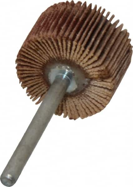 Value Collection - 3/4" Diam x 1/2" Face Width, Very Fine Aluminum Oxide Coated Mounted Flap Wheel - 1/8" Shank Mount, 240 Grit, X Weighted Cloth Backing, 35,000 Max RPM - Exact Tooling