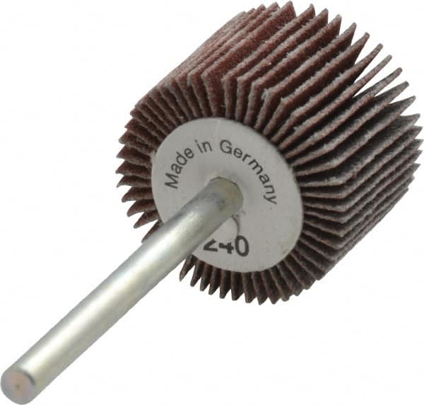 Value Collection - 3/4" Diam x 5/8" Face Width, Very Fine Aluminum Oxide Coated Mounted Flap Wheel - 1/8" Shank Mount, 240 Grit, X Weighted Cloth Backing, 35,000 Max RPM - Exact Tooling