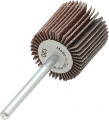 Value Collection - 3/4" Diam x 3/4" Face Width, Fine Aluminum Oxide Coated Mounted Flap Wheel - 1/8" Shank Mount, 120 Grit, X Weighted Cloth Backing, 35,000 Max RPM - Exact Tooling