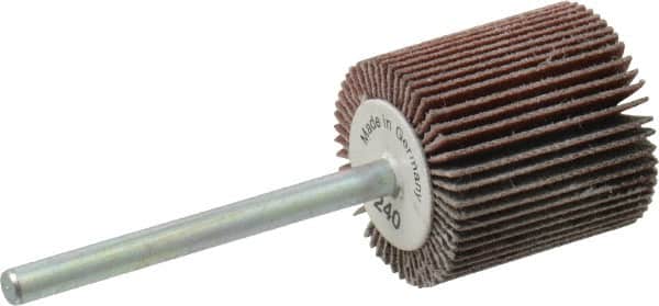 Value Collection - 3/4" Diam x 3/4" Face Width, Very Fine Aluminum Oxide Coated Mounted Flap Wheel - 1/8" Shank Mount, 240 Grit, X Weighted Cloth Backing, 35,000 Max RPM - Exact Tooling