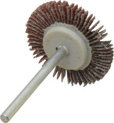 Value Collection - 1-3/16" Diam x 1/8" Face Width, Medium Aluminum Oxide Coated Mounted Flap Wheel - 1/8" Shank Mount, 80 Grit, X Weighted Cloth Backing, 30,000 Max RPM - Exact Tooling