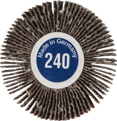 Value Collection - 1-3/16" Diam x 1/8" Face Width, Very Fine Aluminum Oxide Coated Mounted Flap Wheel - 1/8" Shank Mount, 240 Grit, X Weighted Cloth Backing, 30,000 Max RPM - Exact Tooling