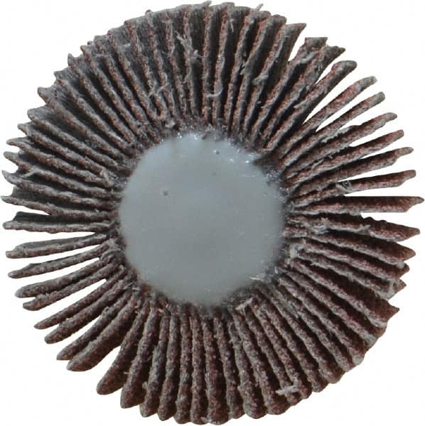 Value Collection - 1-3/16" Diam x 3/16" Face Width, Medium Aluminum Oxide Coated Mounted Flap Wheel - 1/8" Shank Mount, 80 Grit, X Weighted Cloth Backing, 30,000 Max RPM - Exact Tooling