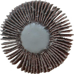 Value Collection - 1-3/16" Diam x 3/16" Face Width, Medium Aluminum Oxide Coated Mounted Flap Wheel - 1/8" Shank Mount, 80 Grit, X Weighted Cloth Backing, 30,000 Max RPM - Exact Tooling