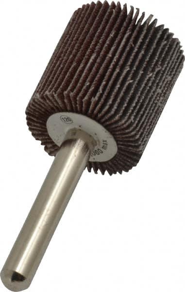 Value Collection - 1" Diam x 1" Face Width, Fine Aluminum Oxide Coated Mounted Flap Wheel - 1/4" Shank Mount, 120 Grit, 17,500 Max RPM - Exact Tooling