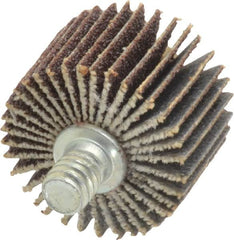 Norton - 1" Diam x 5/8" Face Width, Medium Aluminum Oxide Coated Mounted Flap Wheel - 1/4-20 Threaded Mount, 80 Grit, Cloth Backing, 30,000 Max RPM - Exact Tooling