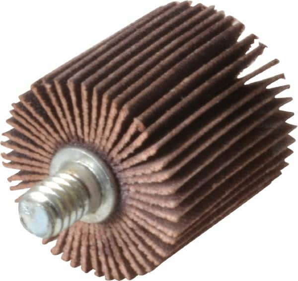 Norton - 1" Diam x 1" Face Width, Very Fine Aluminum Oxide Coated Mounted Flap Wheel - 1/4-20 Threaded Mount, 180 Grit, Cloth Backing, 30,000 Max RPM - Exact Tooling