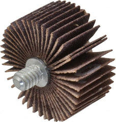 Norton - 1-3/8" Diam x 5/8" Face Width, Fine Aluminum Oxide Coated Mounted Flap Wheel - 1/4-20 Threaded Mount, 120 Grit, Cloth Backing, 30,000 Max RPM - Exact Tooling